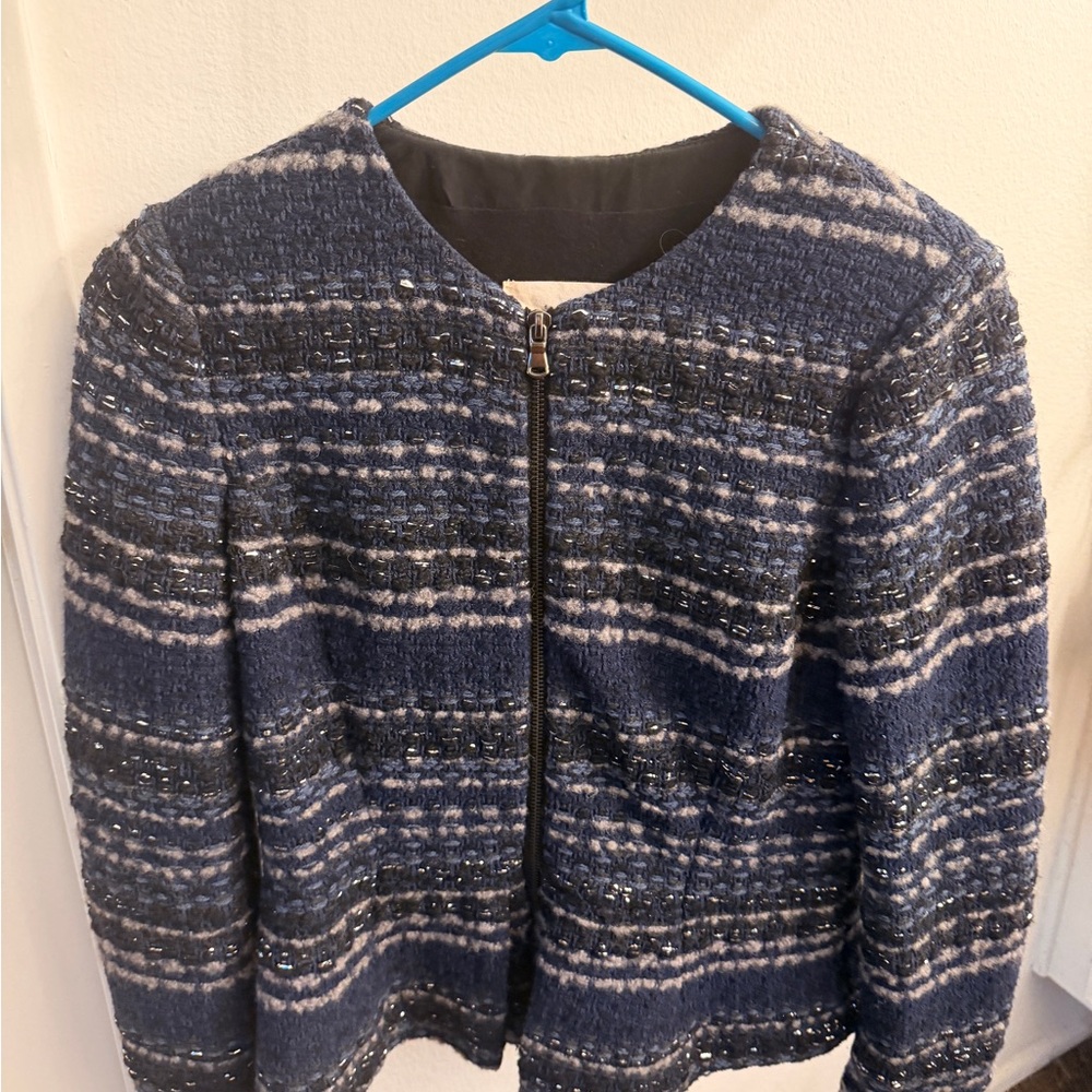 Rebecca Taylor Navy and Gray Tweed Blazer